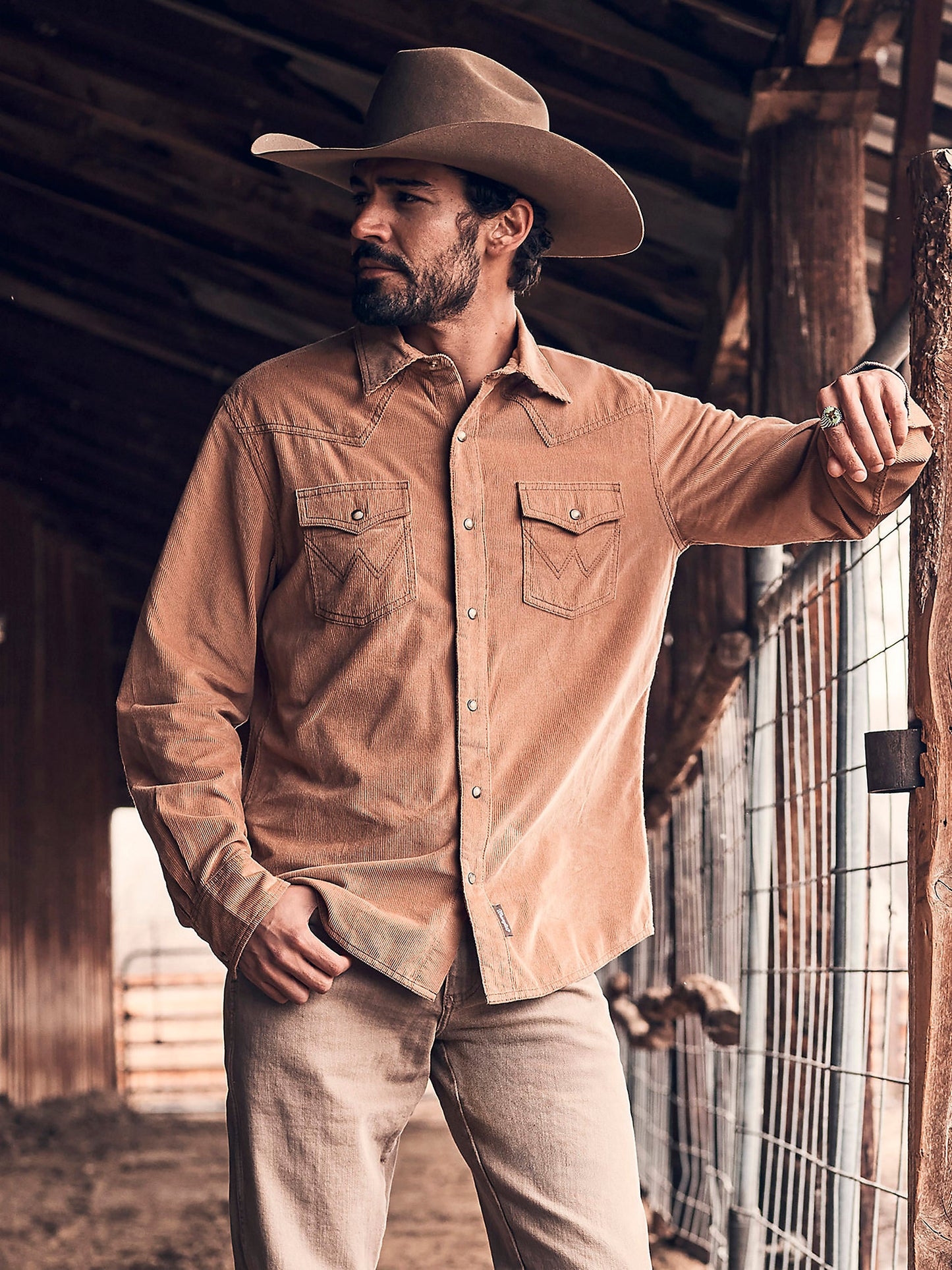 Wrangler Corduroy Snap Up Sandy