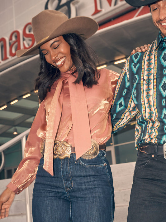 Wrangler Shimmer Rose Gold Blouse