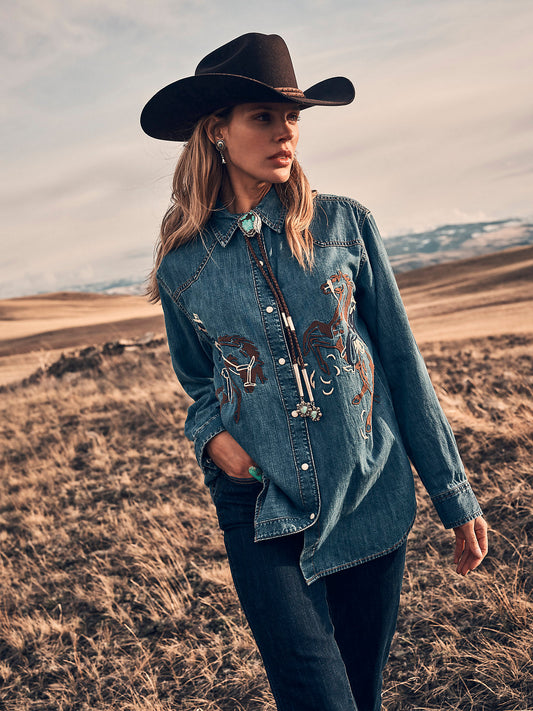 Wrangler Denim Bronc Women's Snap Up