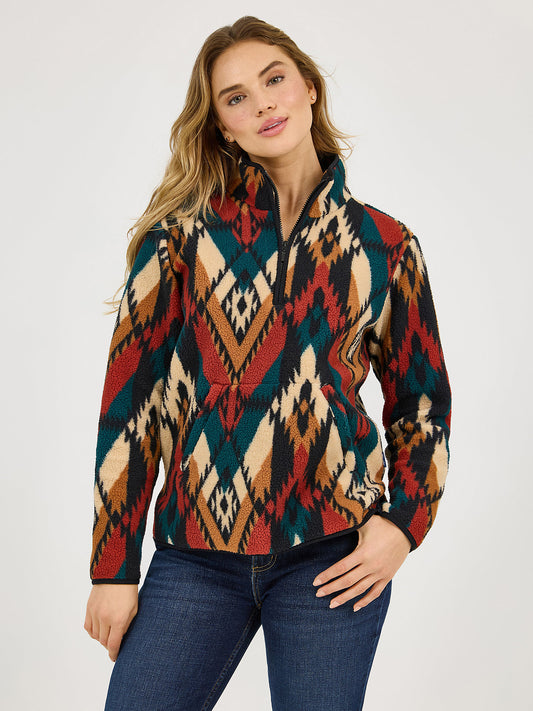 Wrangler Teal Aztec Sherpa Pullover