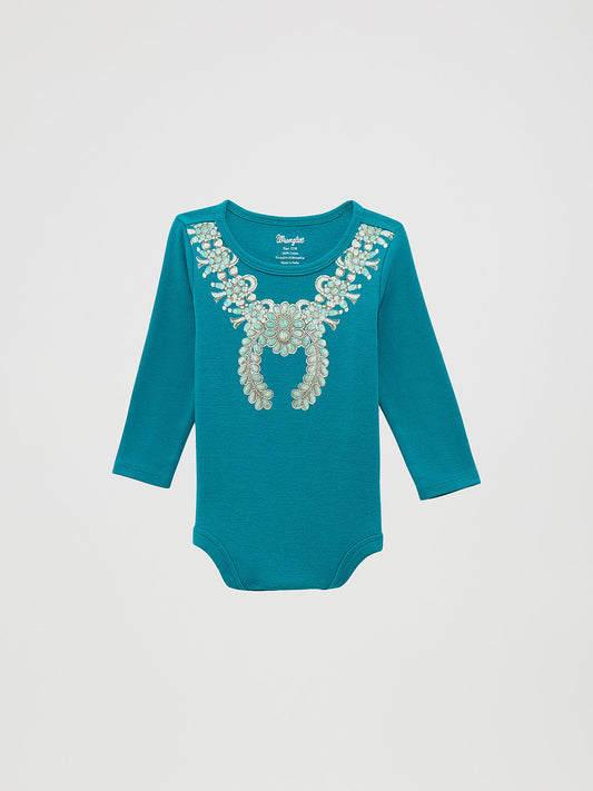 Wrangler Teal Necklace Onesie