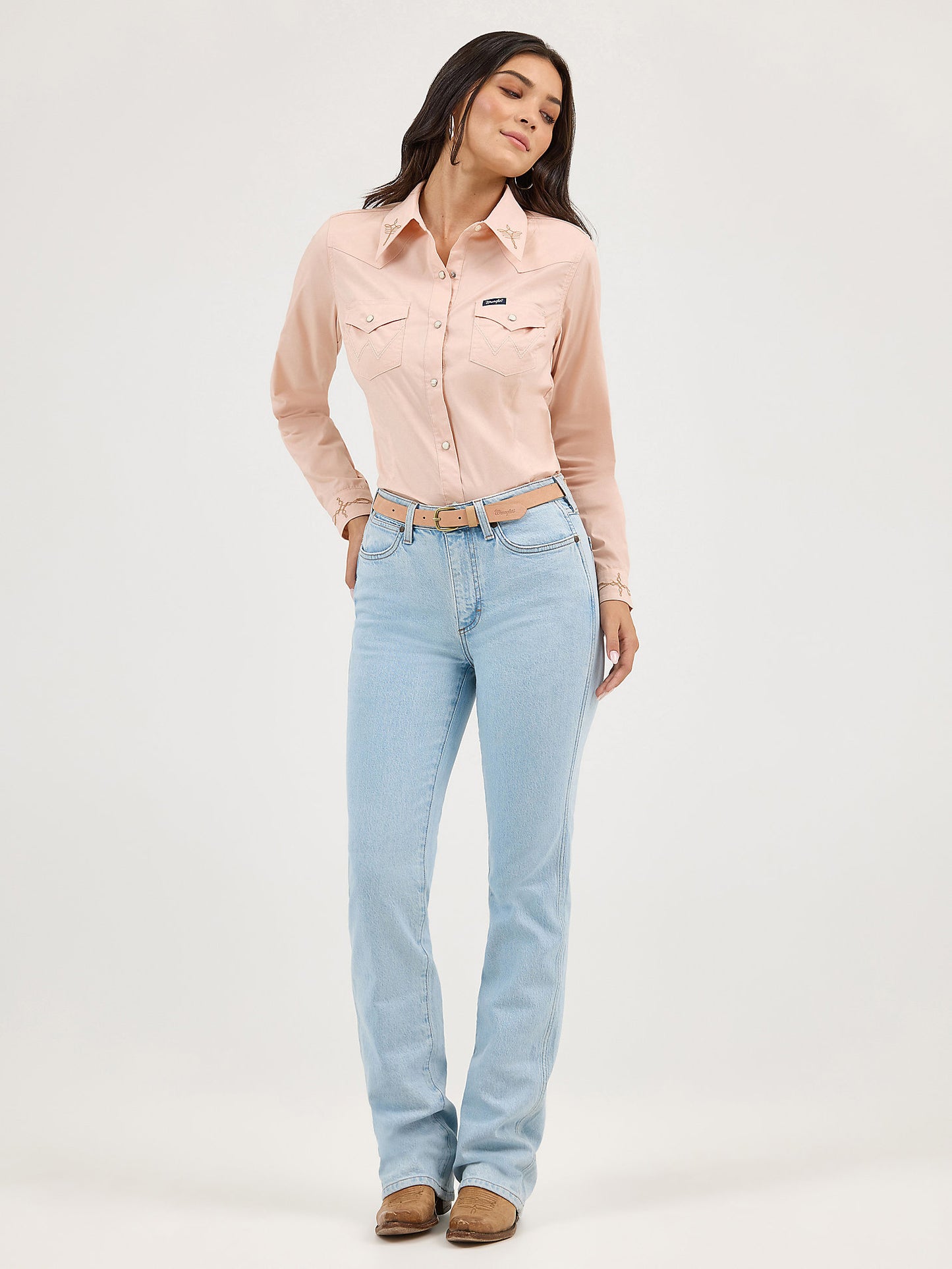 Wrangler Pink Bootstitch Snap Up