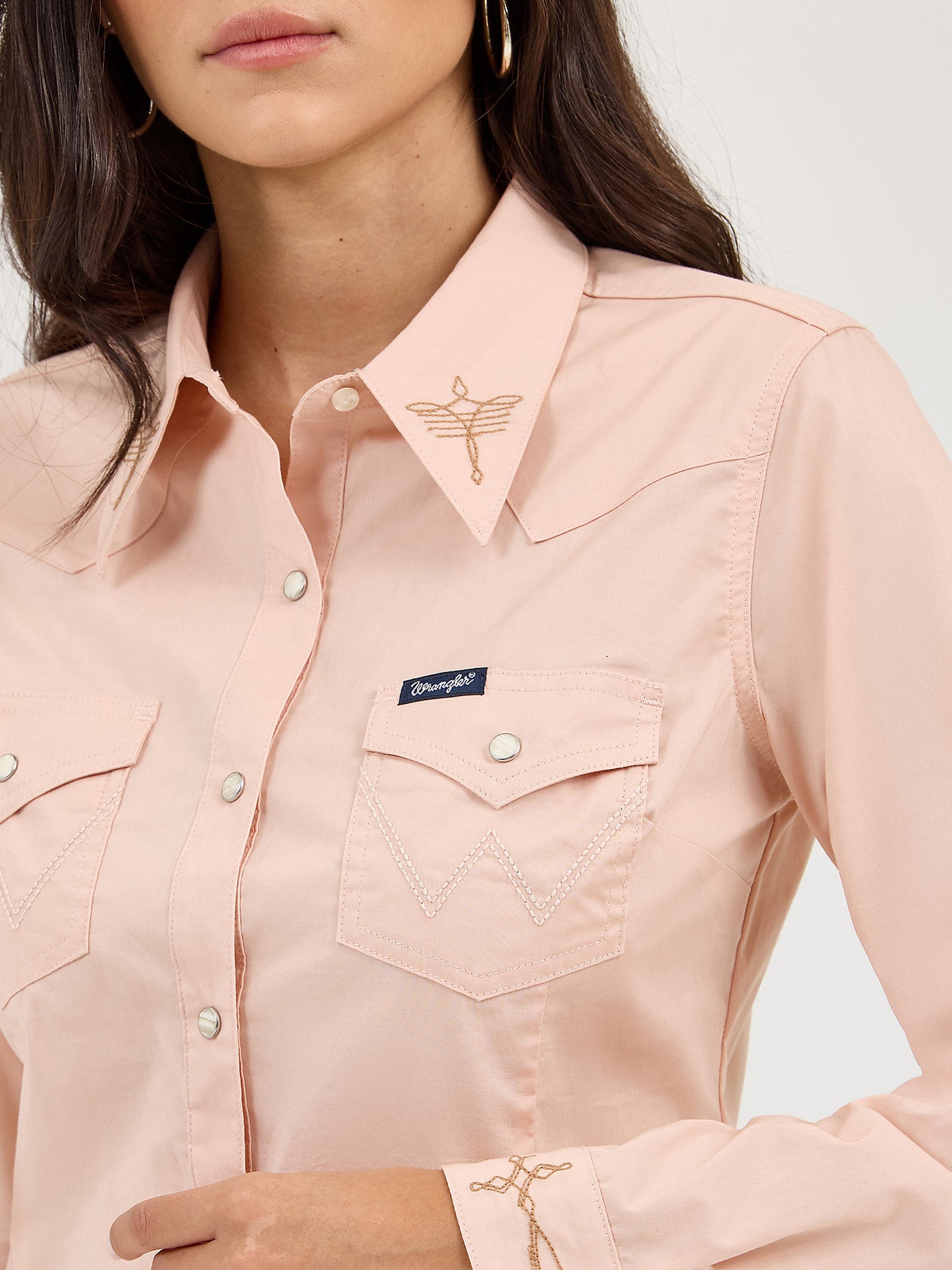 Wrangler Pink Bootstitch Snap Up