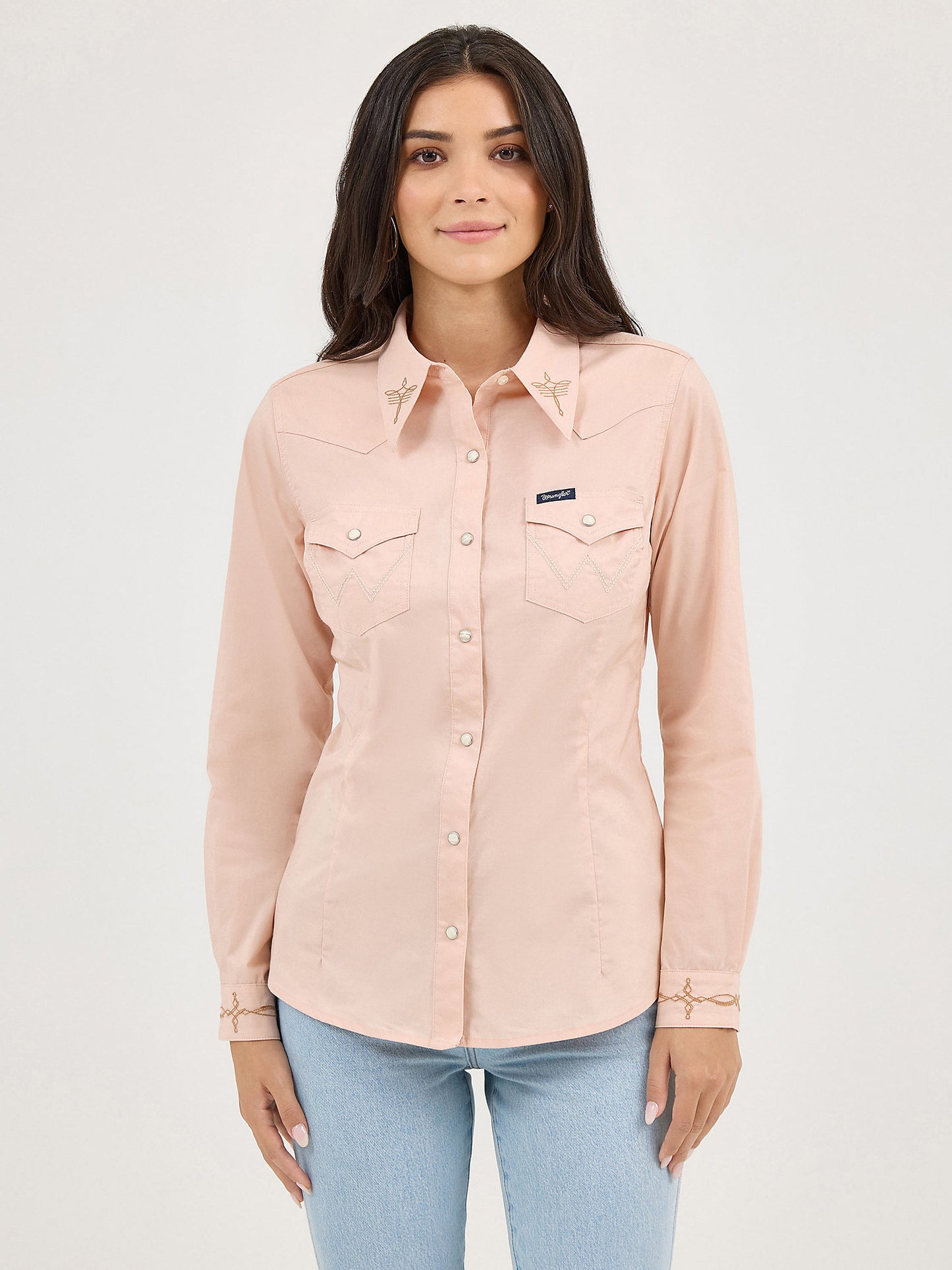 Wrangler Pink Bootstitch Snap Up