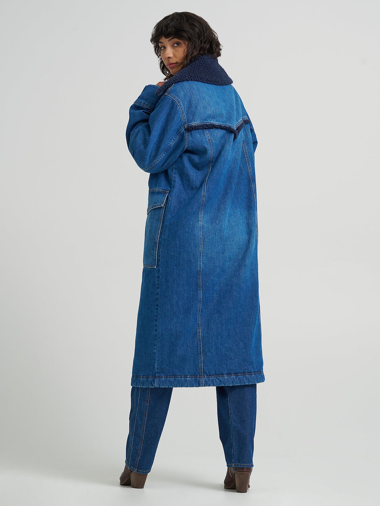 Aspen Wrangler Denim Trench Sherpa Coat
