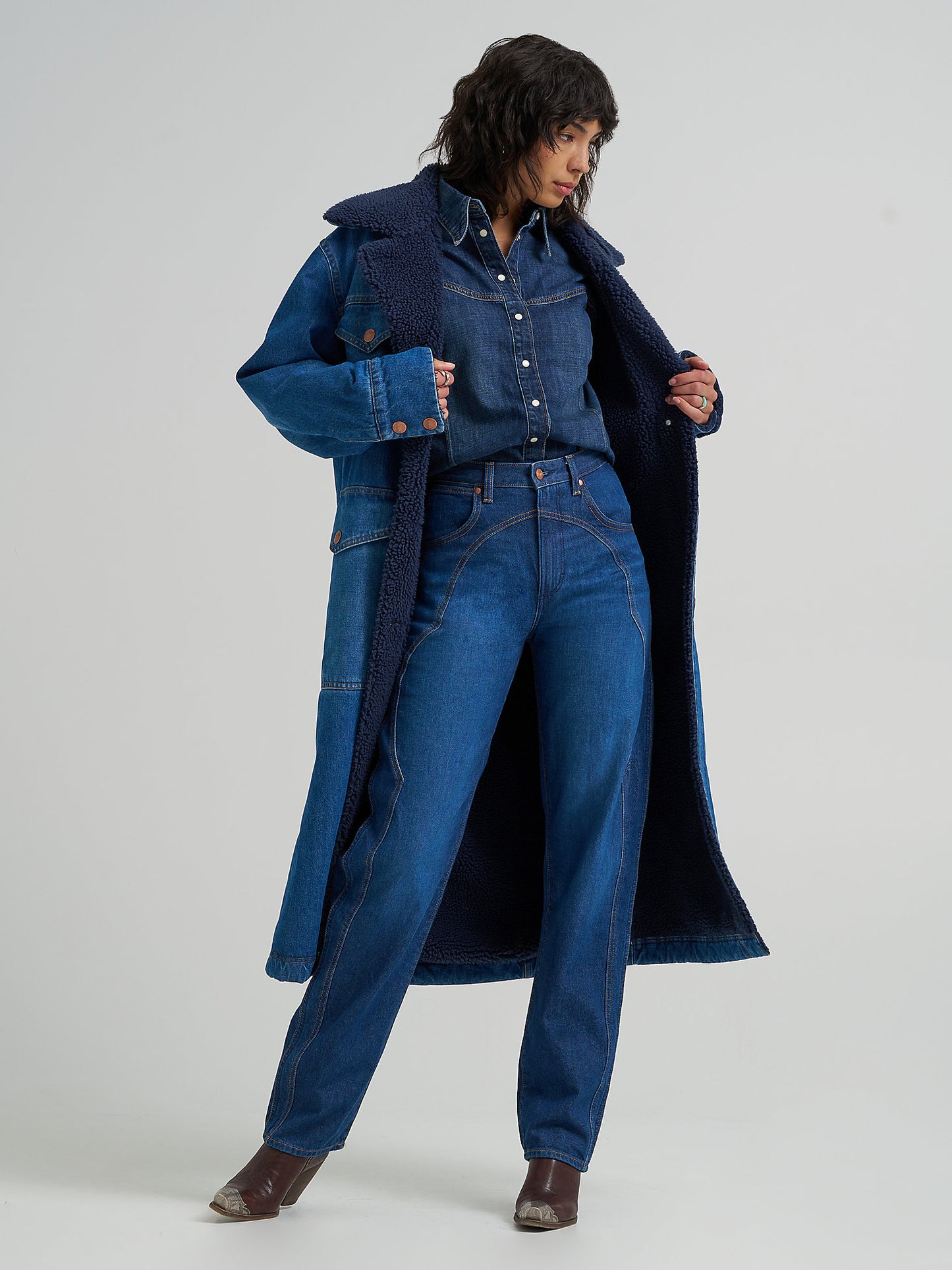 Aspen Wrangler Denim Trench Sherpa Coat