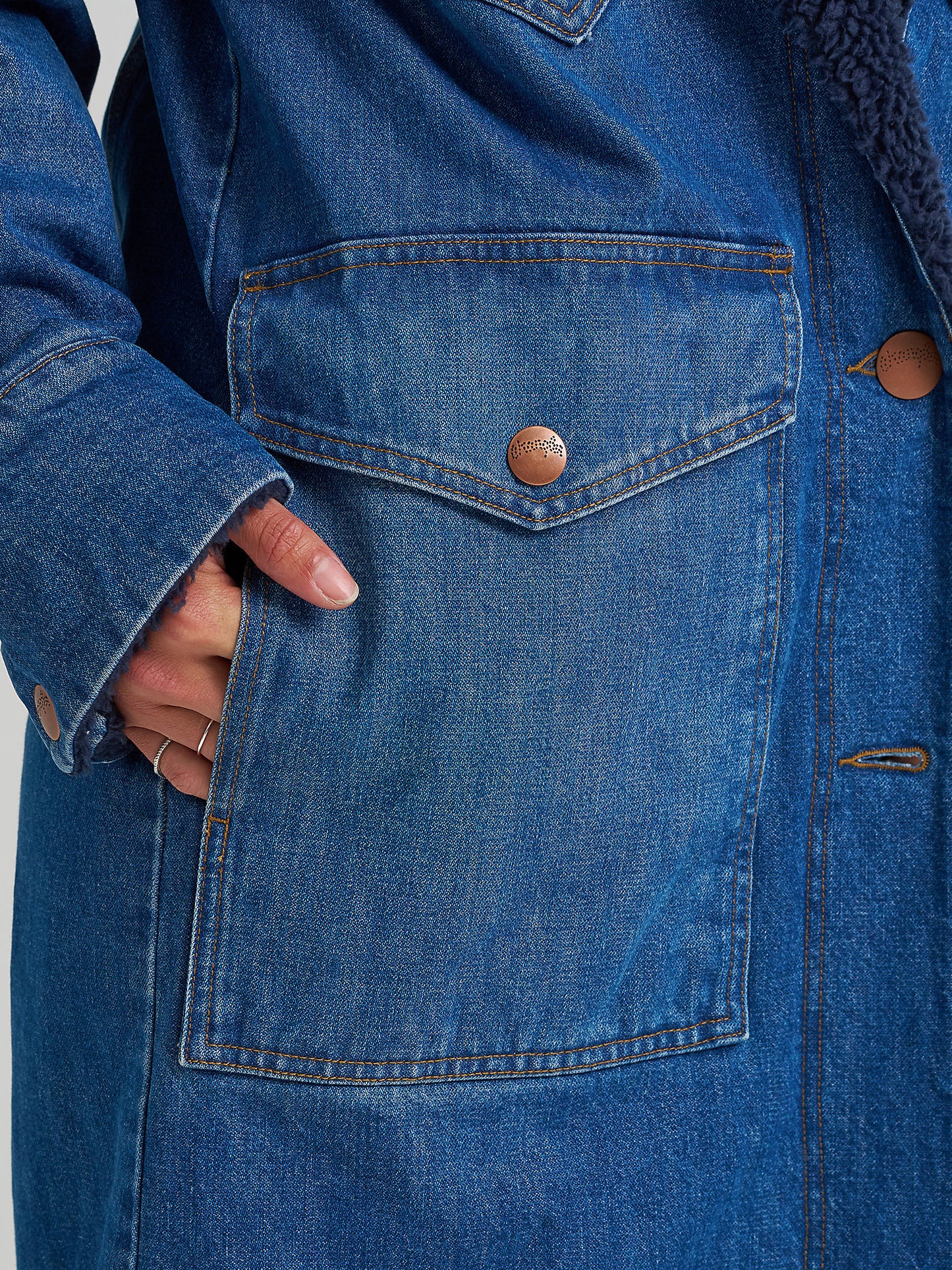 Aspen Wrangler Denim Trench Sherpa Coat