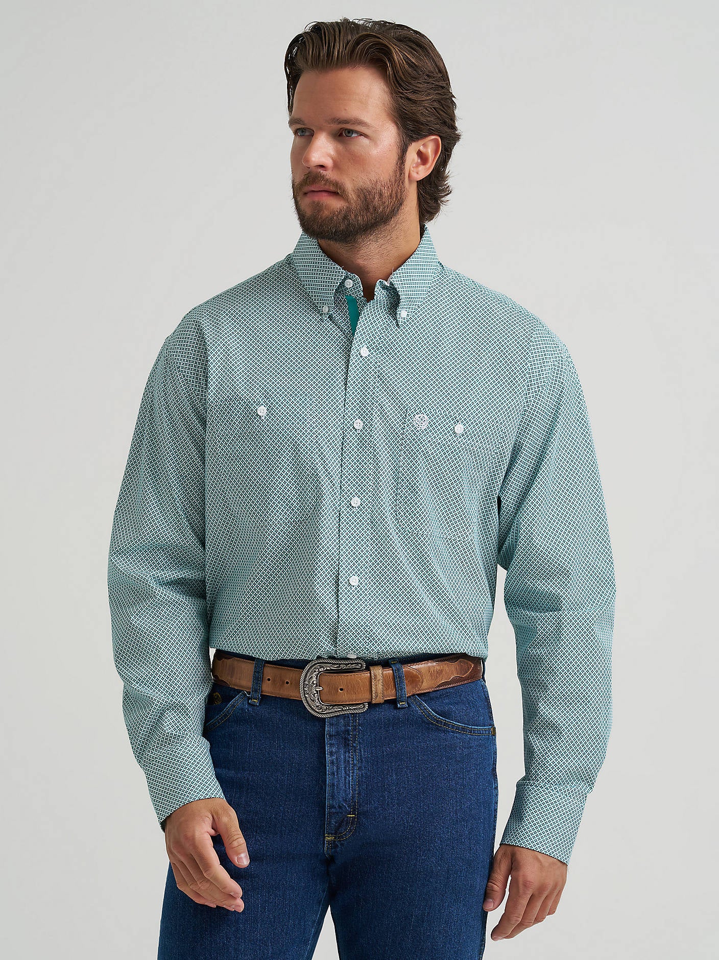 Wrangler George Strait Teal Mirage Men's Button Up