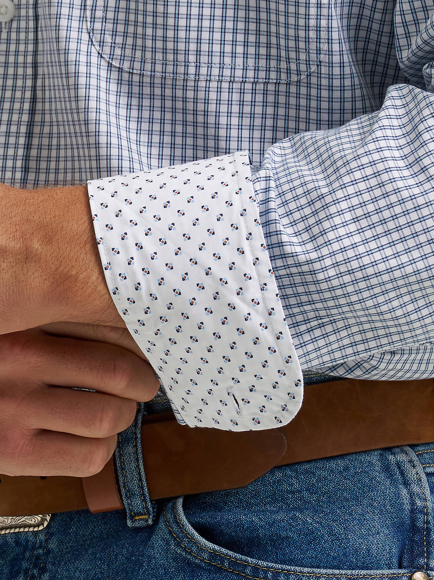 Wrangler George Strait Teal Check Men's Button Up
