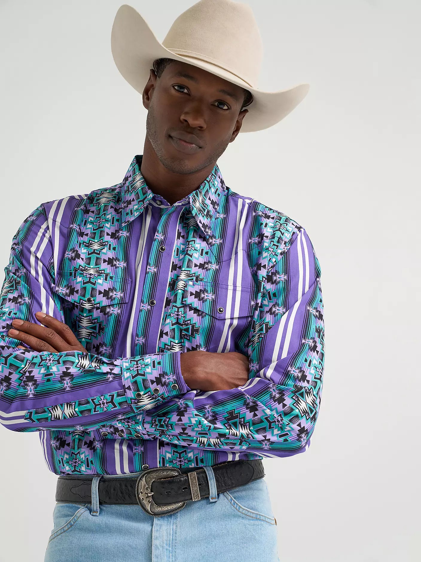 Wrangler Checotah Violet Men's Snap Up