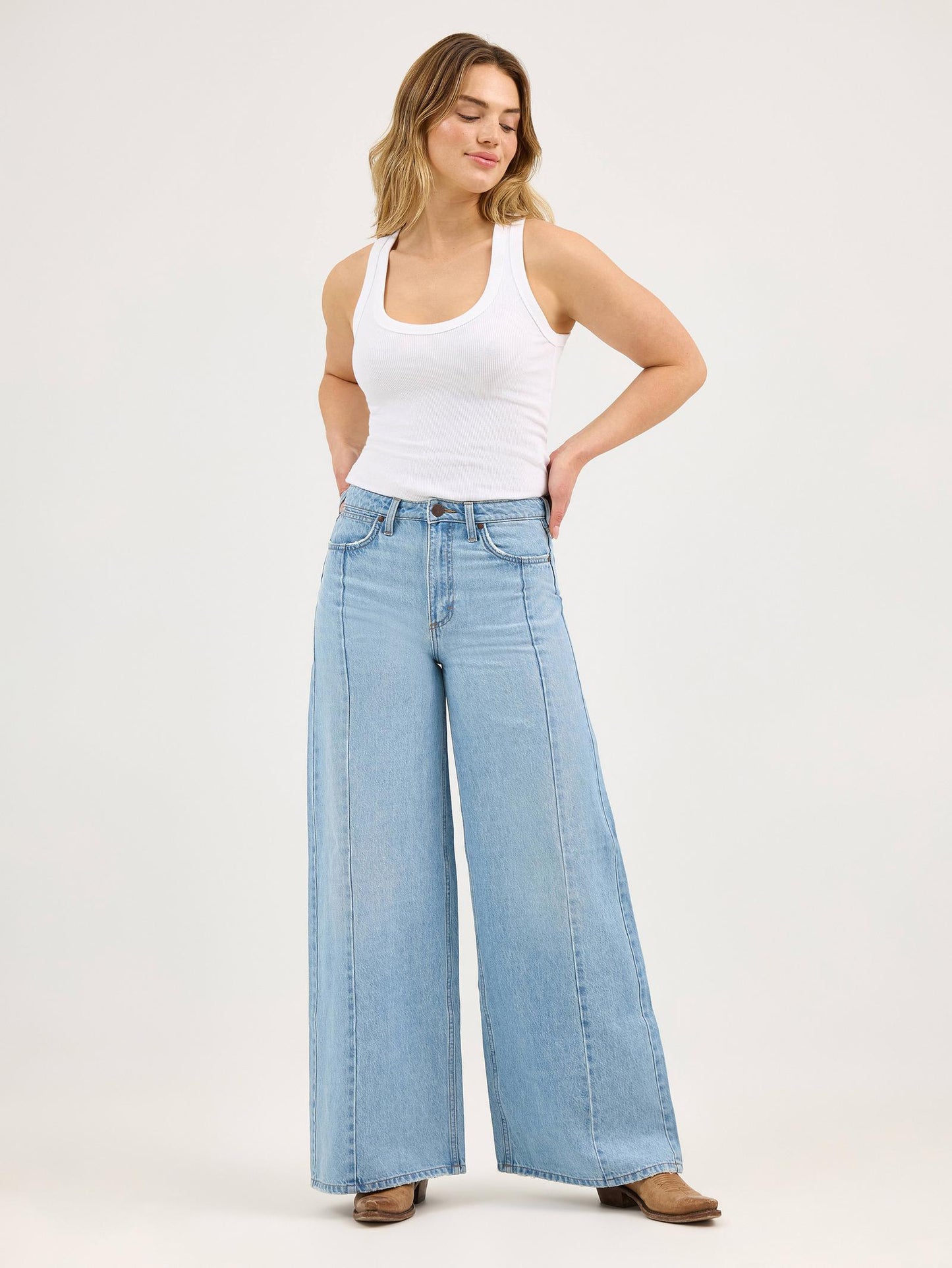 Wrangler Punchy Sky Front Seam Wide Leg