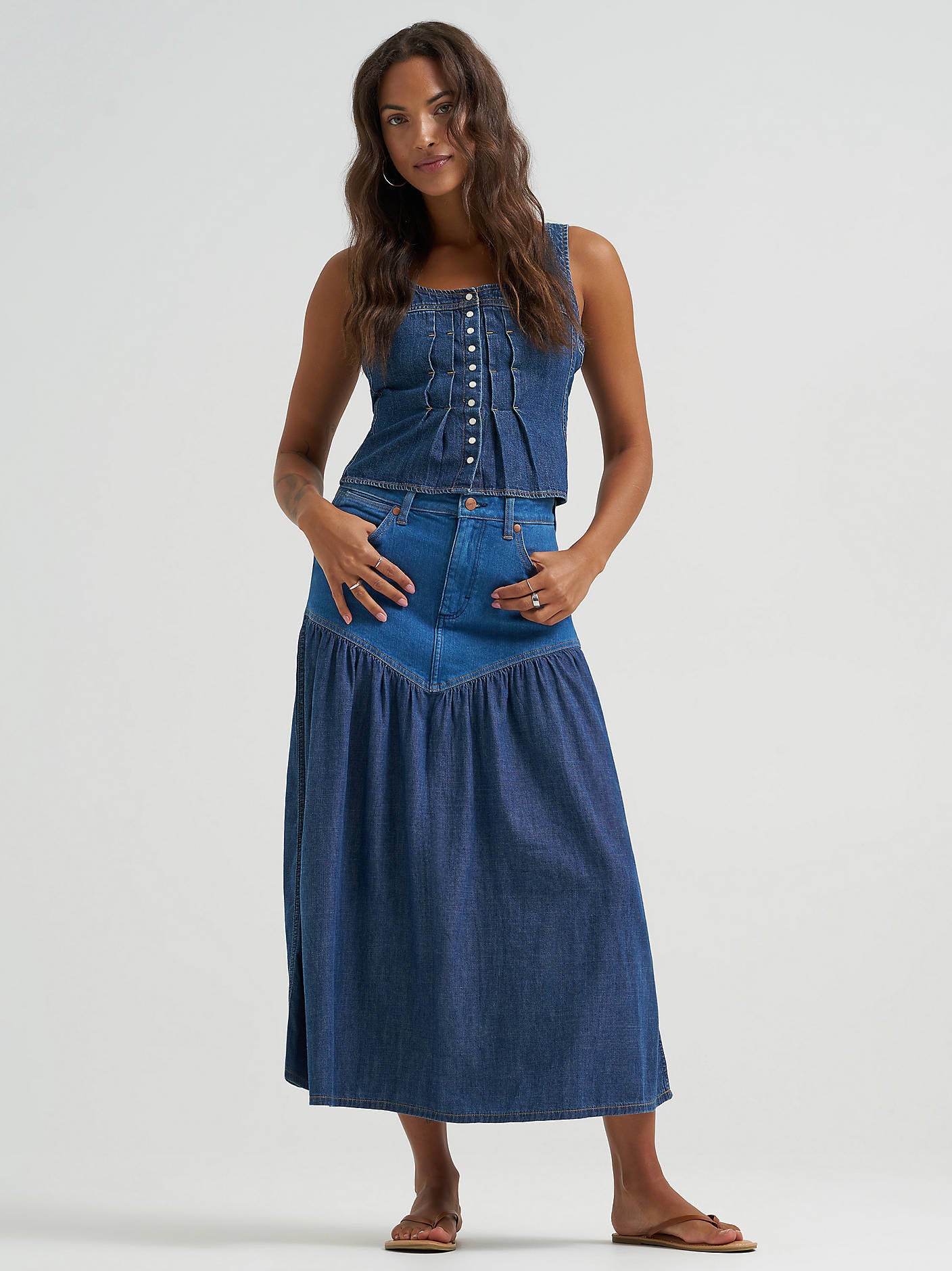 Wrangler Pintuck Corset Snap Up