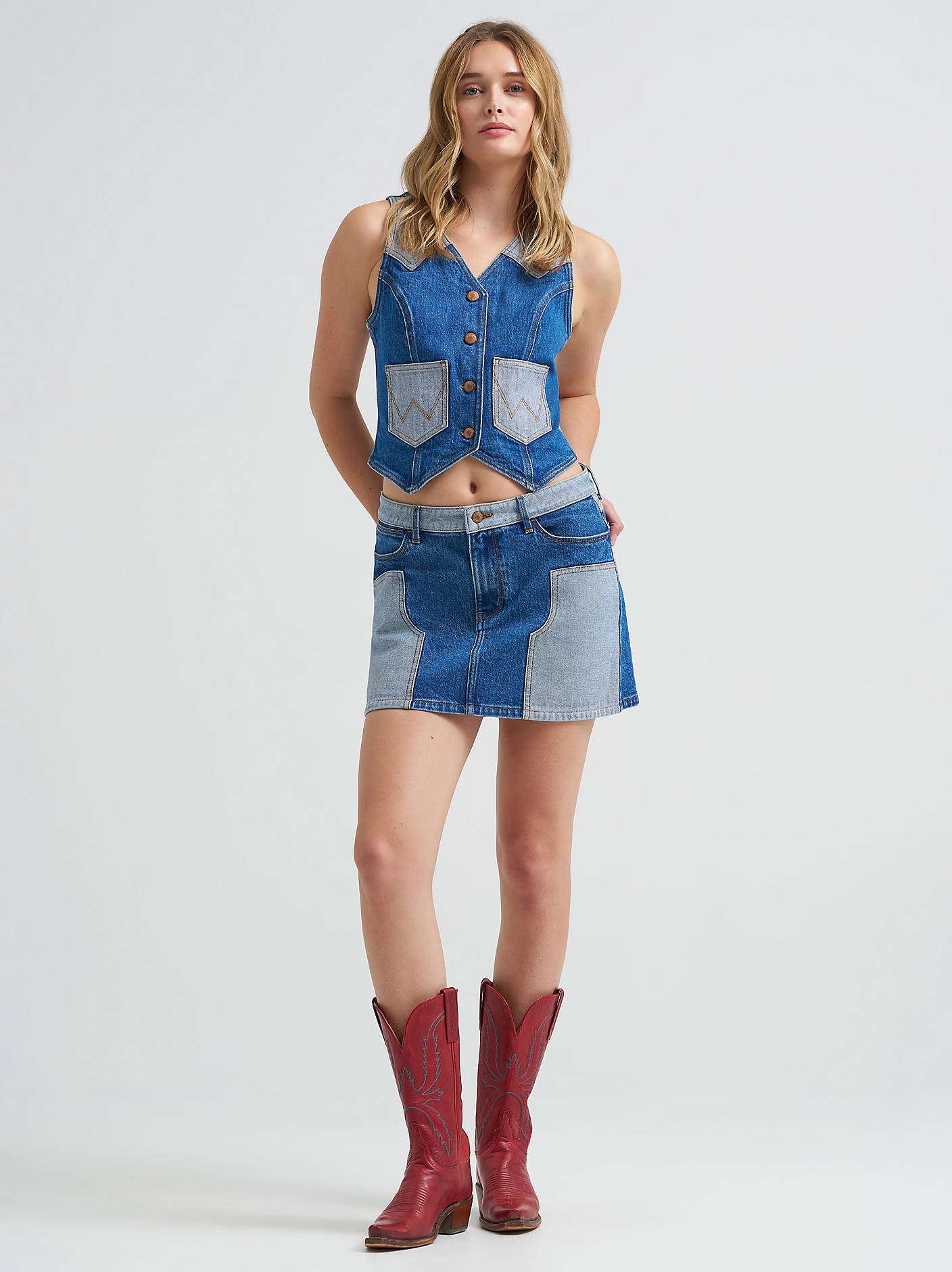 Wrangler Color Block Denim Vest