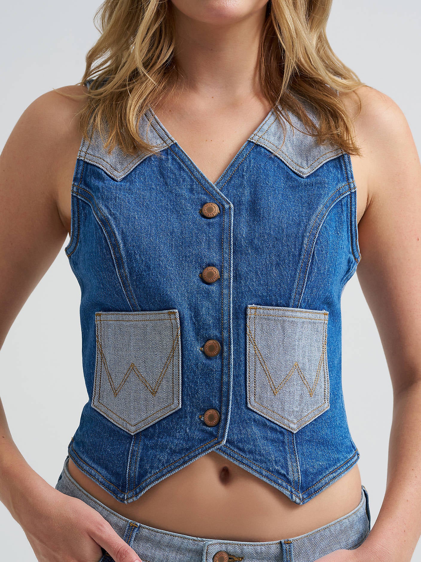 Wrangler Color Block Denim Vest