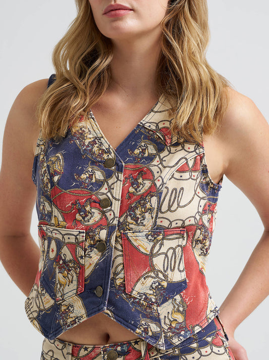Wrangler Rodeo Print Denim Vest