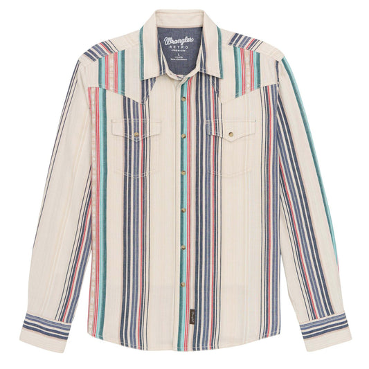 Wrangler White Sand Stripe Snap Up