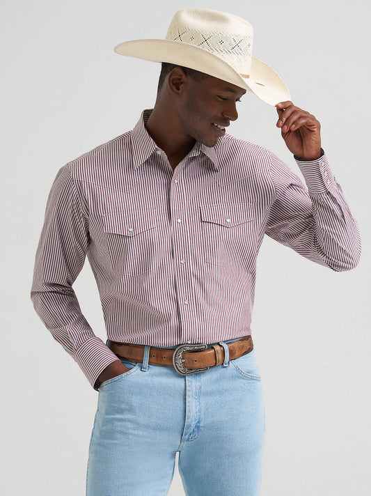 Wrangler Wine Wrinkle Resist Snap