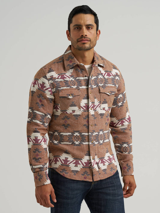 Wrangler Brown Arrowhead Jacquard Shirt