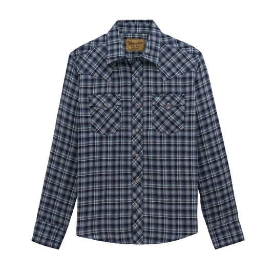 Wrangler Retro Blue Flannel Snap Up
