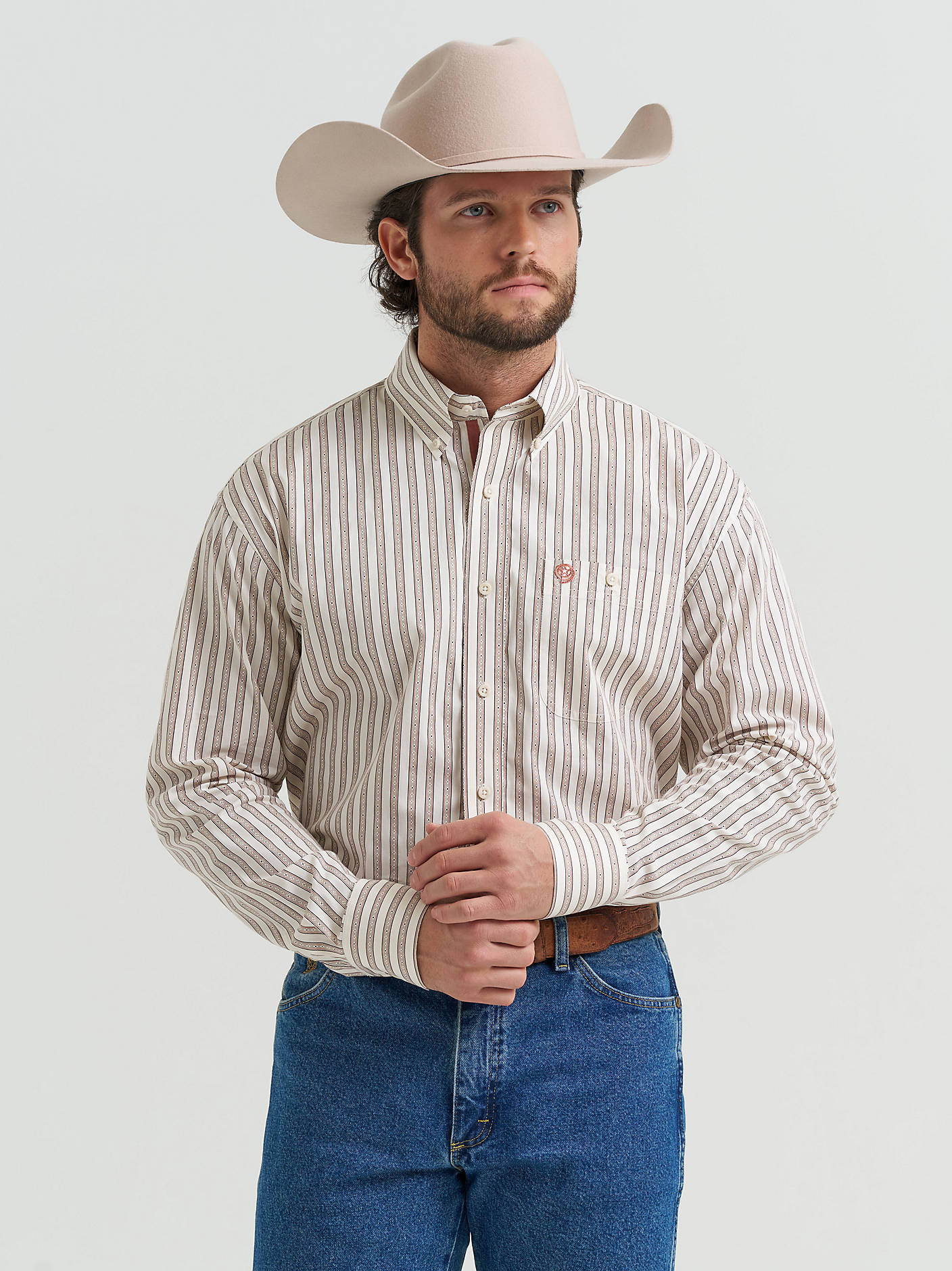 Wrangler George Strait Stripe Rust Men's Button Up