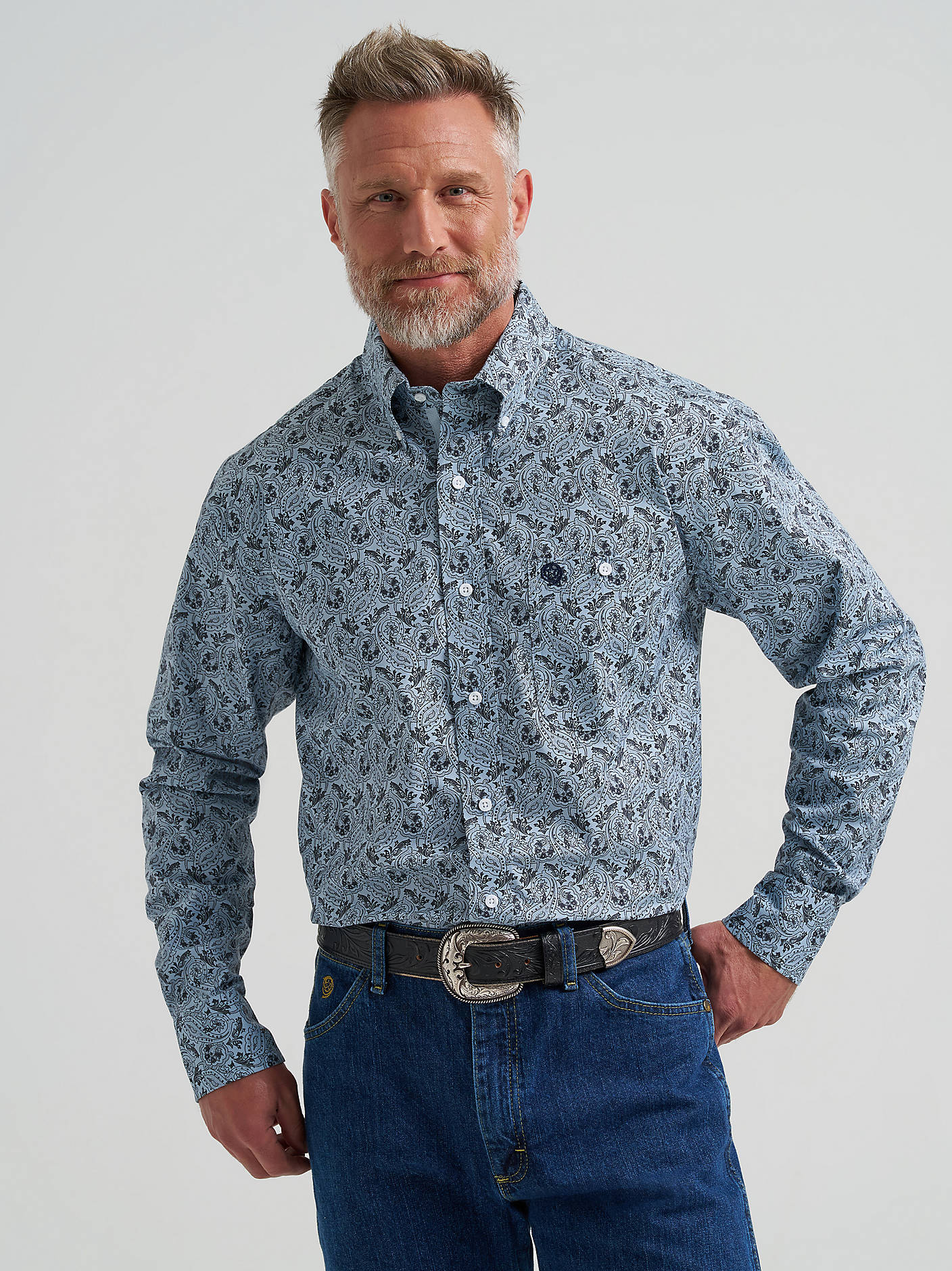 Wrangler George Strait Paisley Blue Men's Button Up