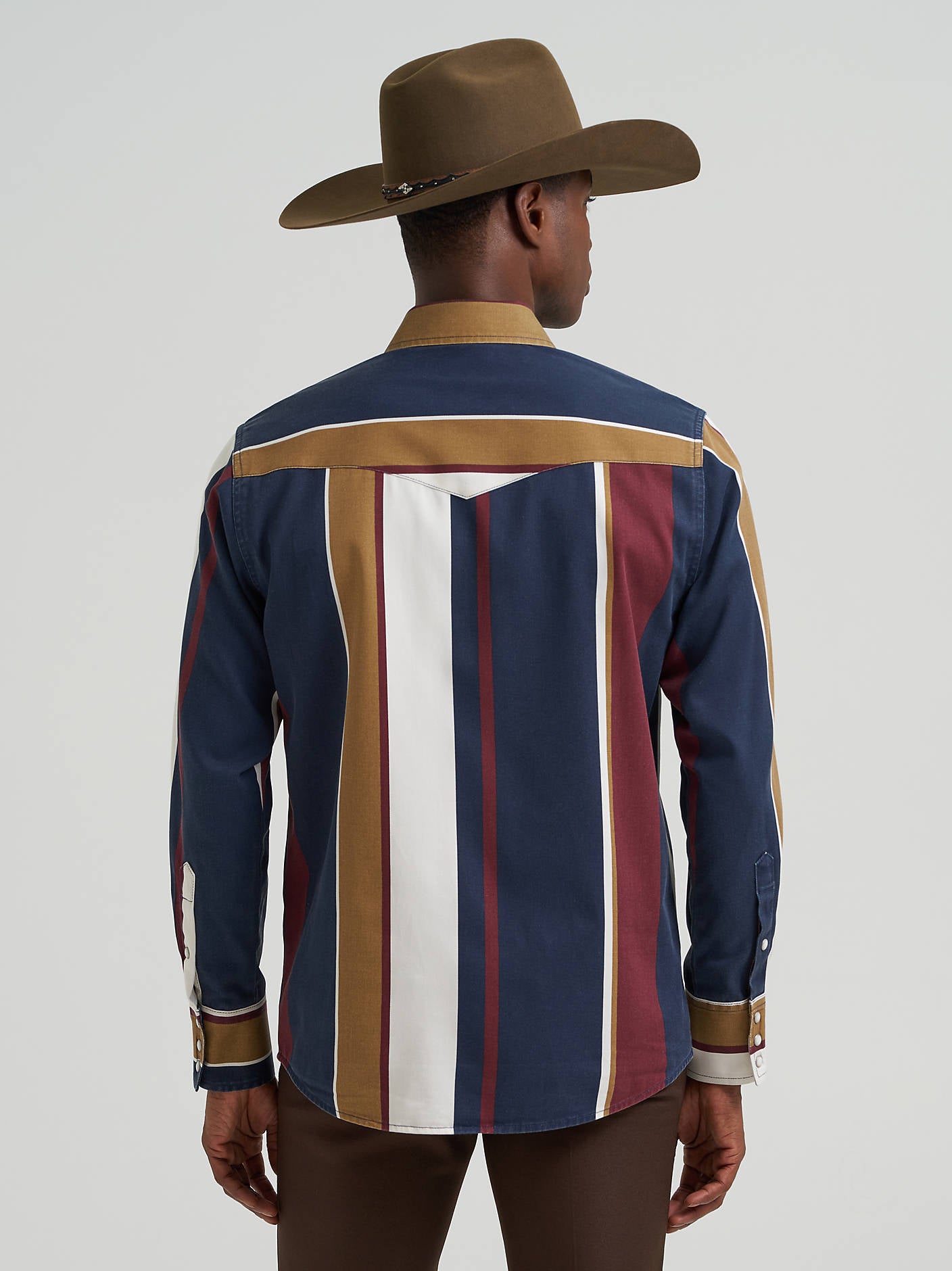 Wrangler Brushpopper Navy Maroon Snap Up