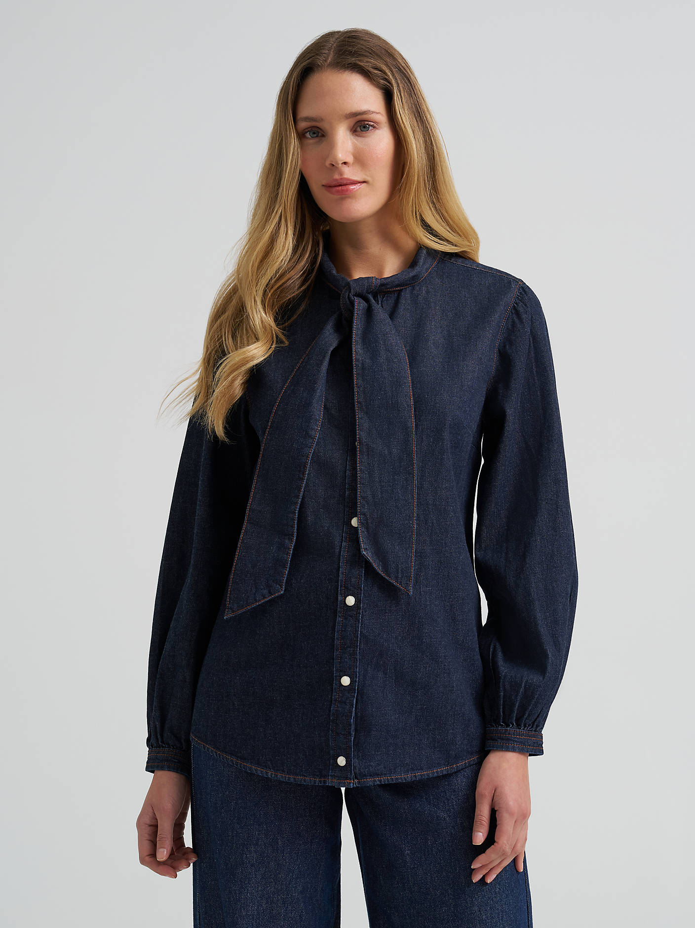 Rustic Denim Bow Snap Up