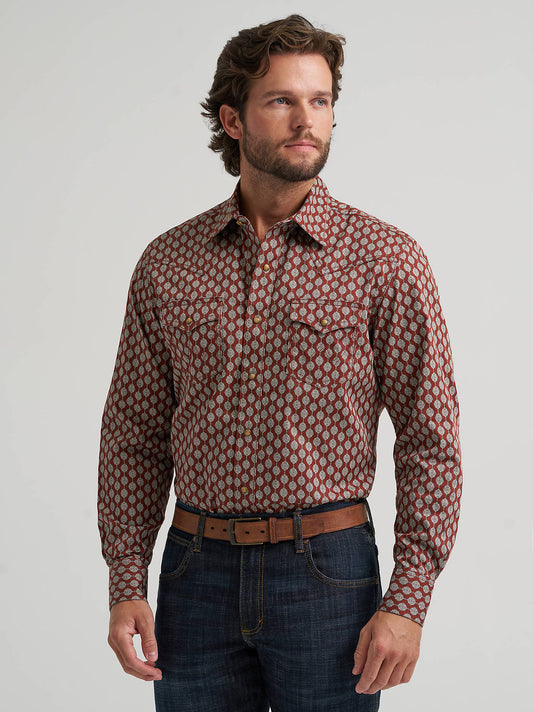 Wrangler Red Medallion Snap Up