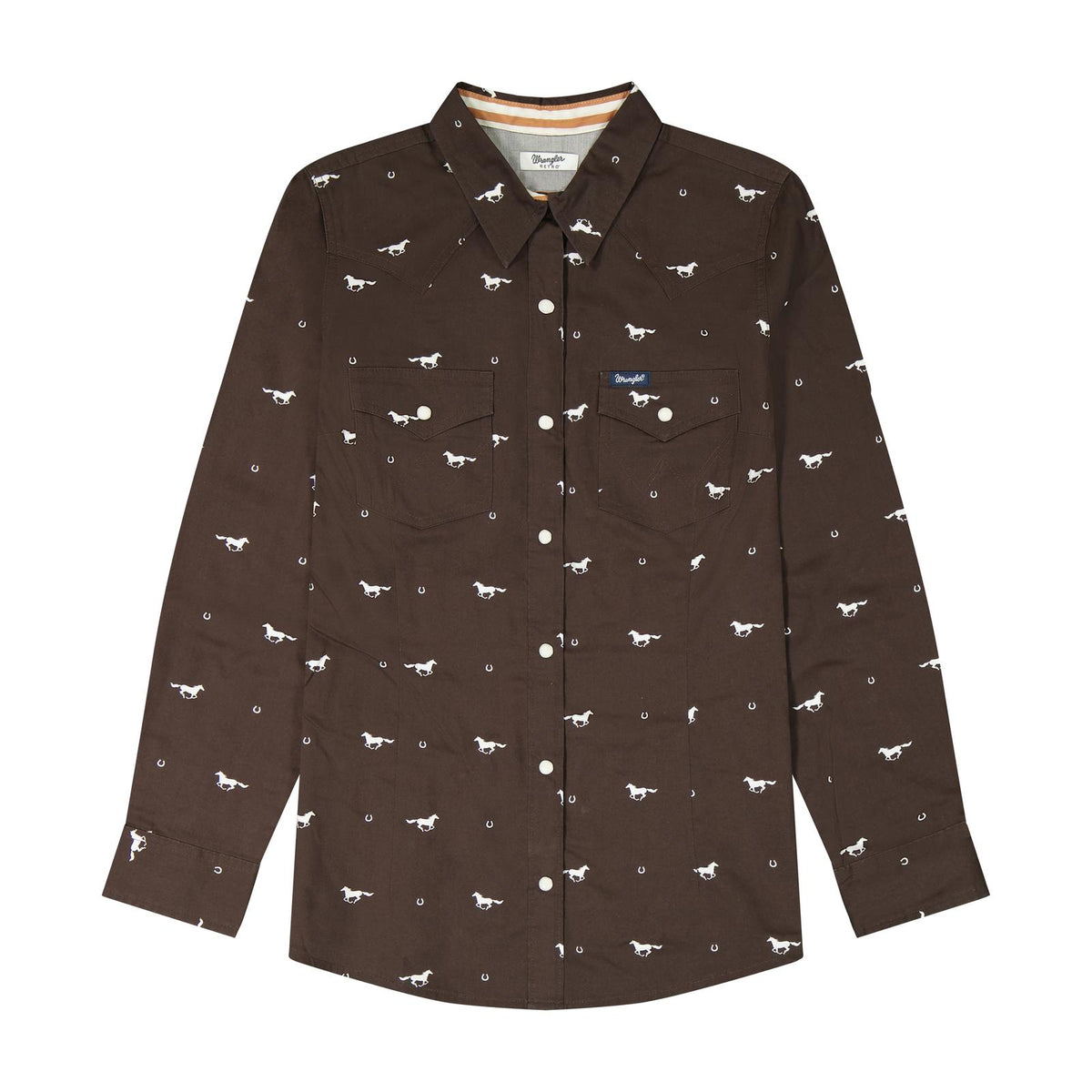 Wrangler Horses Brown Snap Up