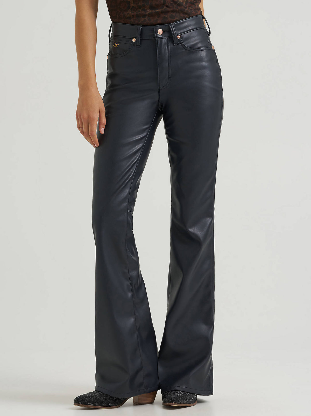 Wrangler Lainey Leather Onyx Flare Jean