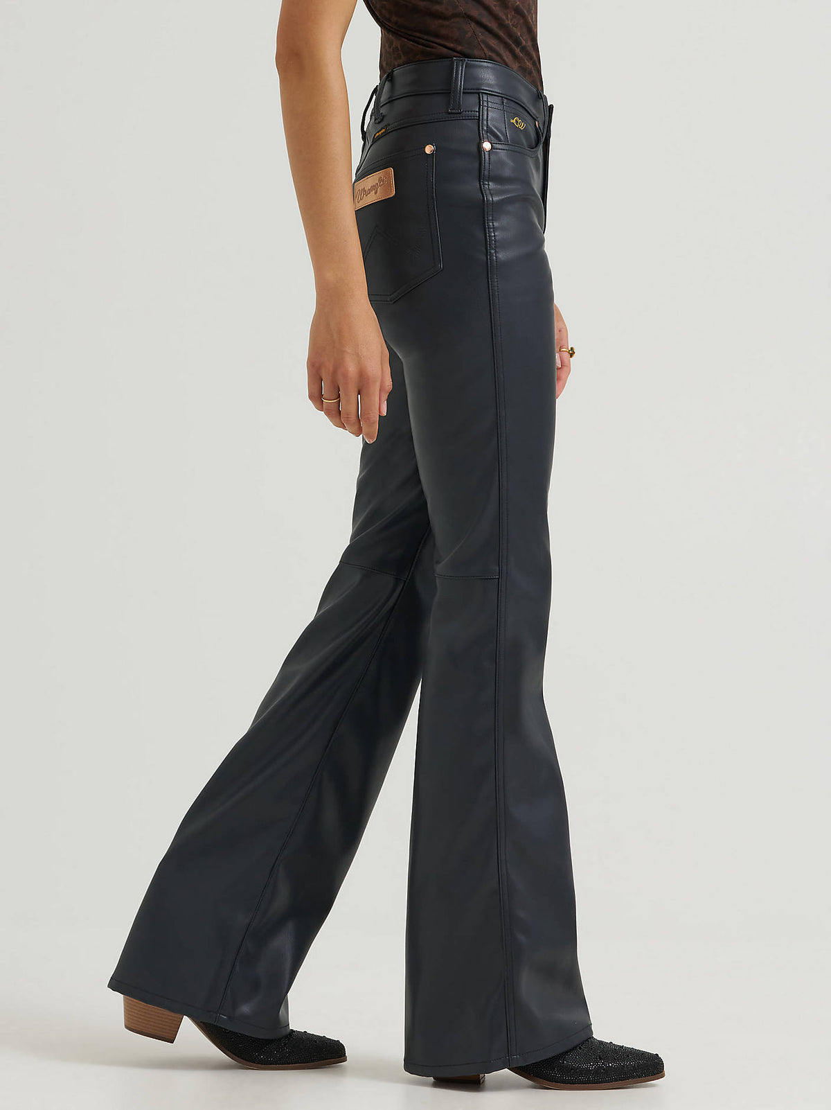 Wrangler Lainey Leather Onyx Flare Jean