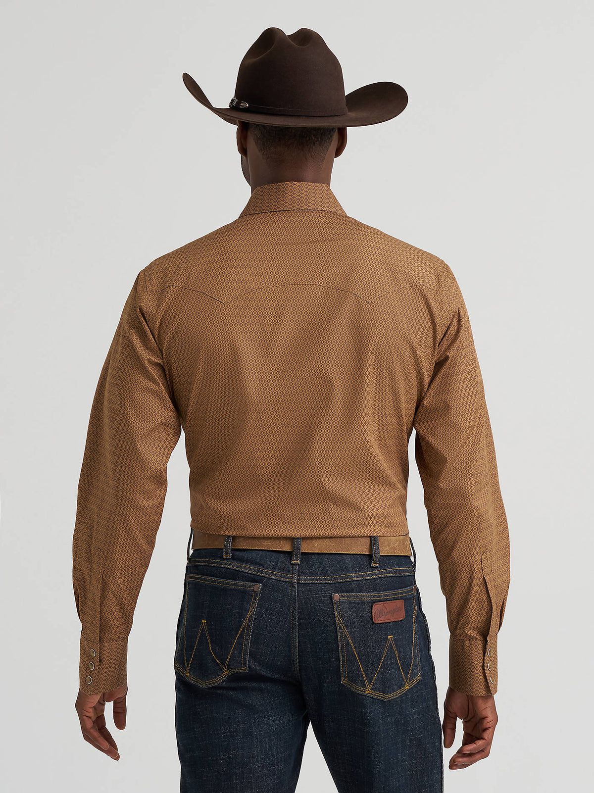 Wrangler Brown Herringbone Snap Up