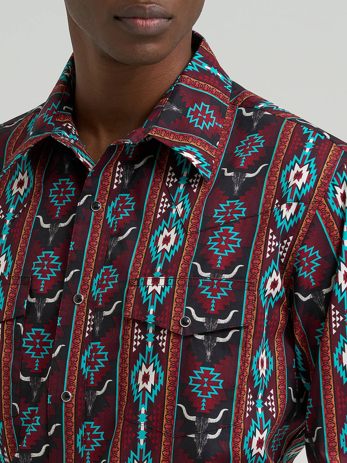 Wrangler Checotah Maroon Snap Up