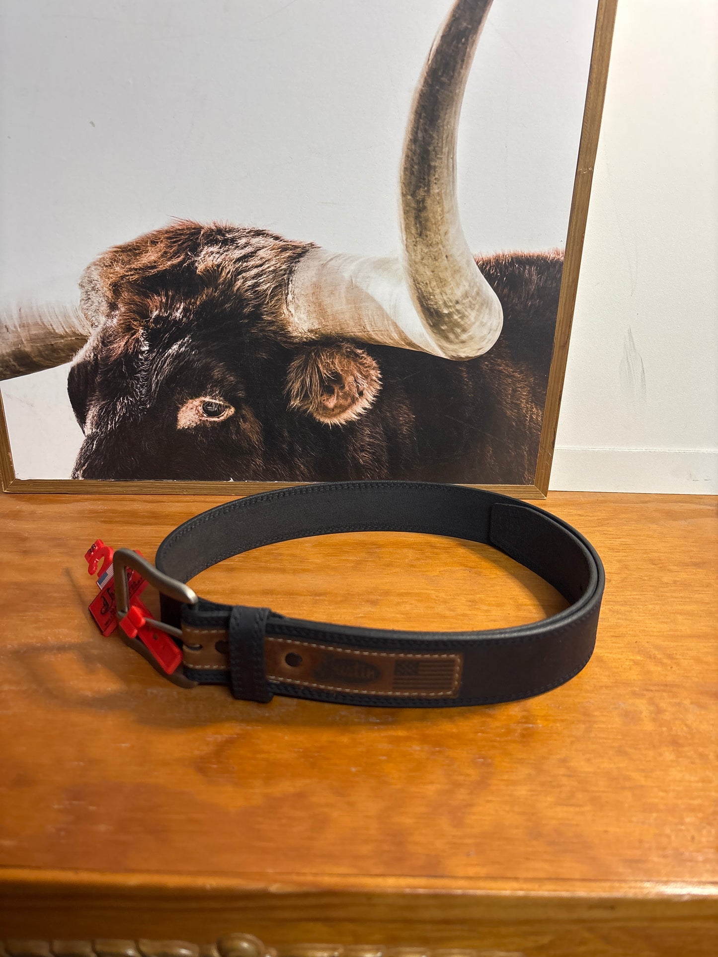 Justin Black Leather Belt