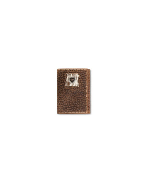 Ariat Mens Trifold Style Wallet Calf Hair Logo Concho