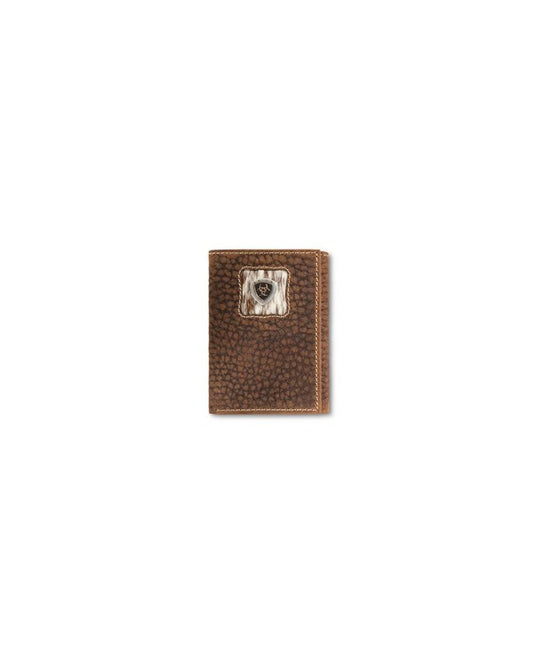 Ariat Mens Trifold Style Wallet Calf Hair Logo Concho