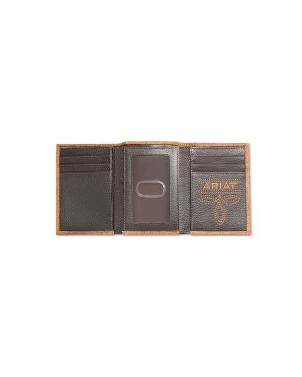 Ariat Mens Trifold Style Wallet Calf Hair Logo Concho
