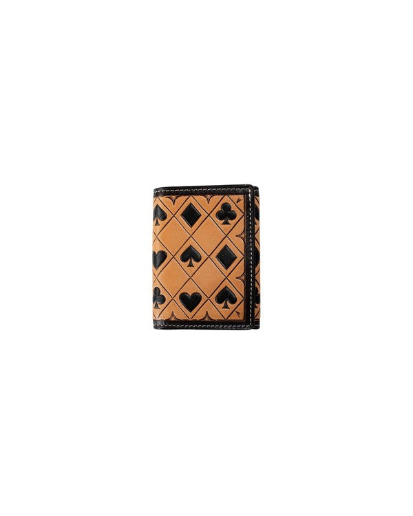 3D Men's Trifold Card Suits Leather Wallet