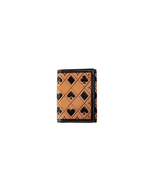 3D Men's Trifold Card Suits Leather Wallet