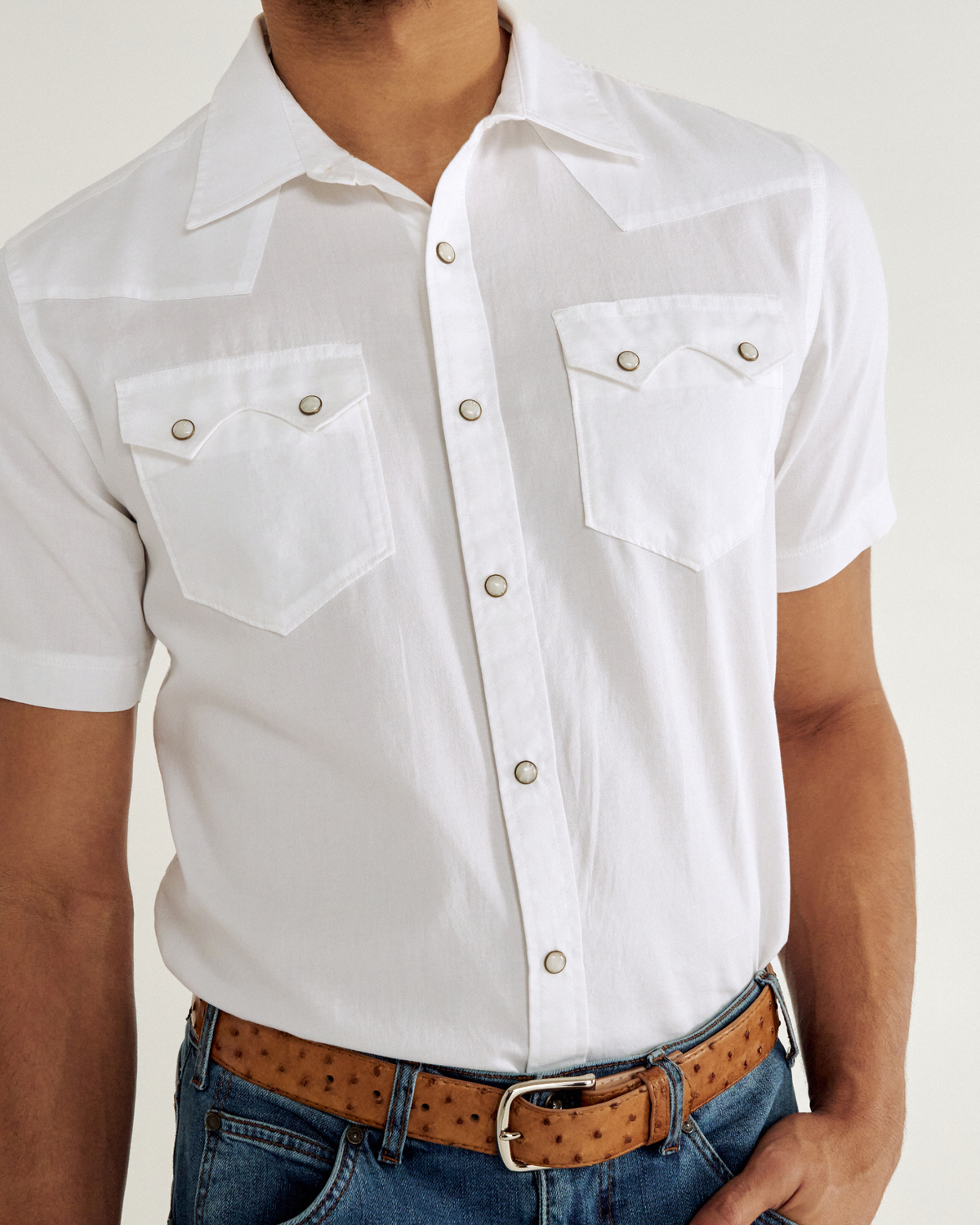 Tecovas Vintage Weight Snap Solid White