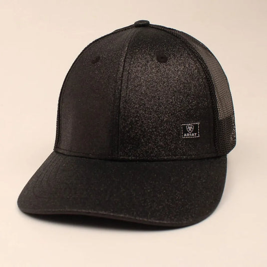 Ariat Womens Messy Bun Black Glitter Snapback