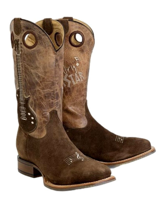 Tin Haul Men's Guitar Overlay Leather Cowboy Boots