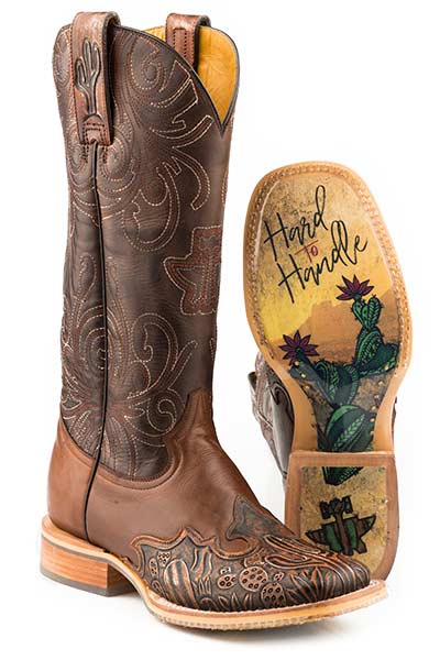 Tin Haul Ladies Cactooled Hard To Handle Sole Cowboy Boots Square Toe