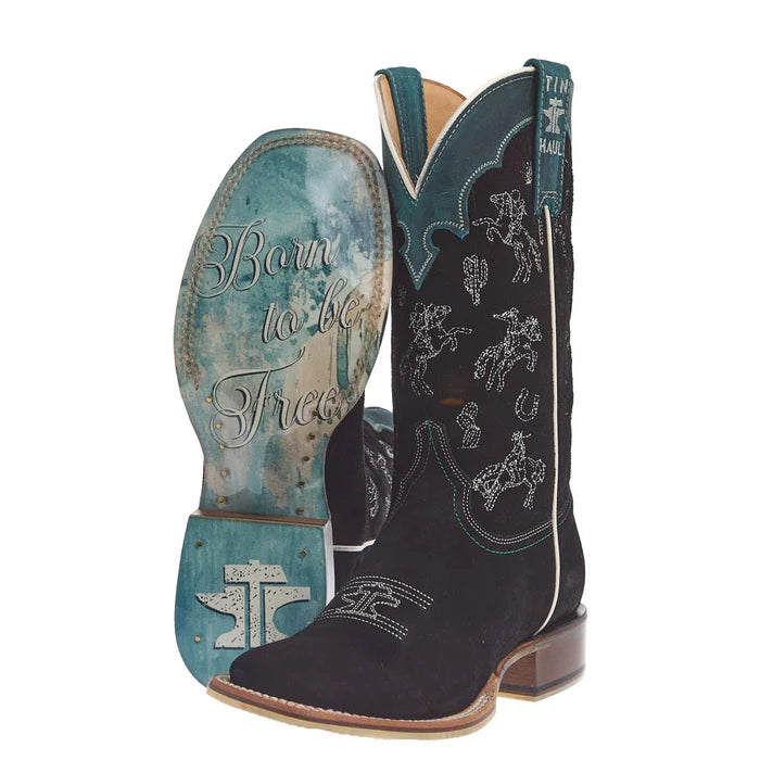 Tin Haul Women's Black Sueded Vamp 11In Black Top Boot