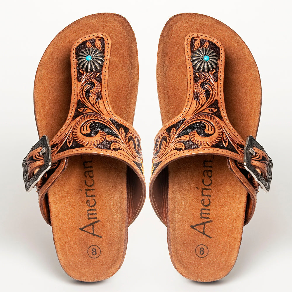 Sunflower Tooled Thong Sandals