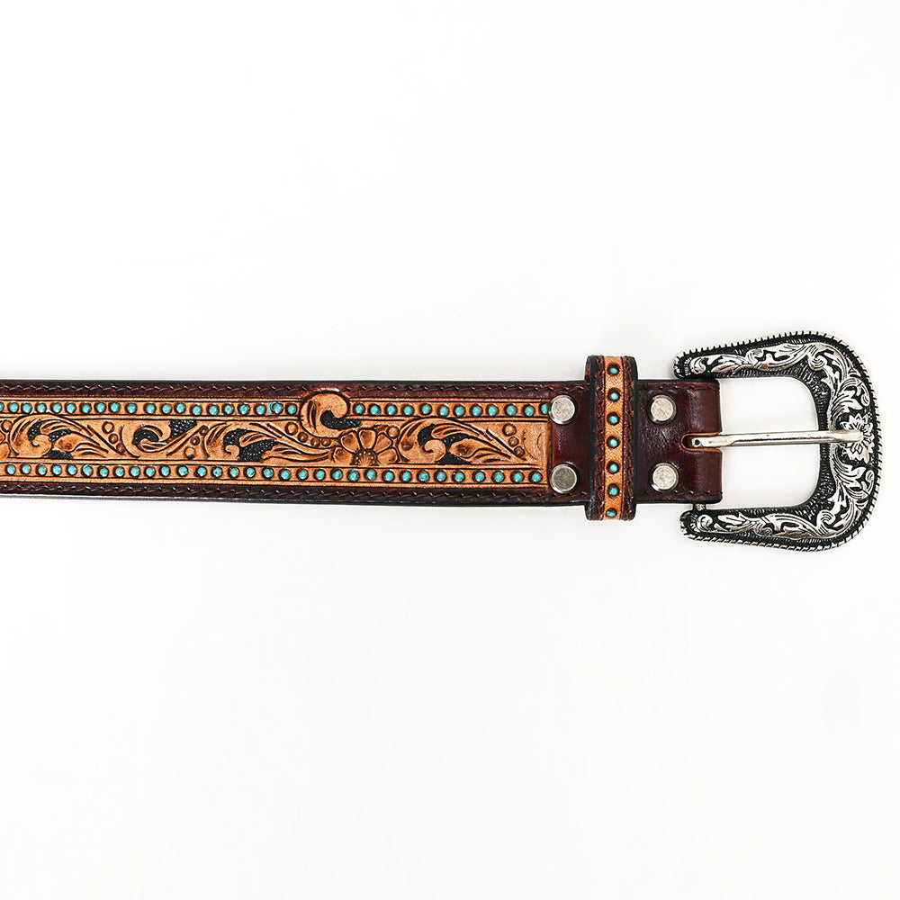 American Darling Tooled & Teal Leather Belt