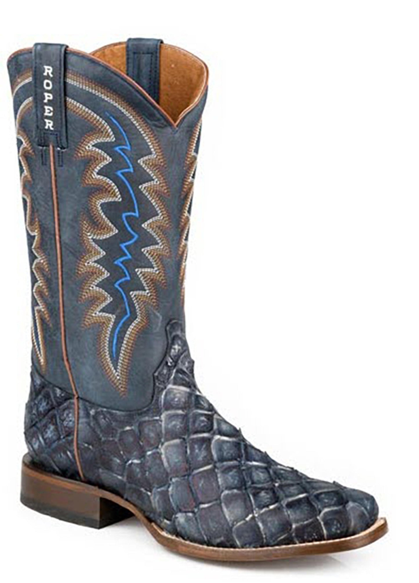 Roper Vintage Blue Embossed Pirarucu Boots
