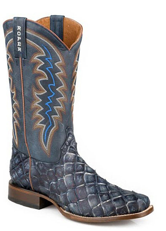 Roper Vintage Blue Embossed Pirarucu Boots