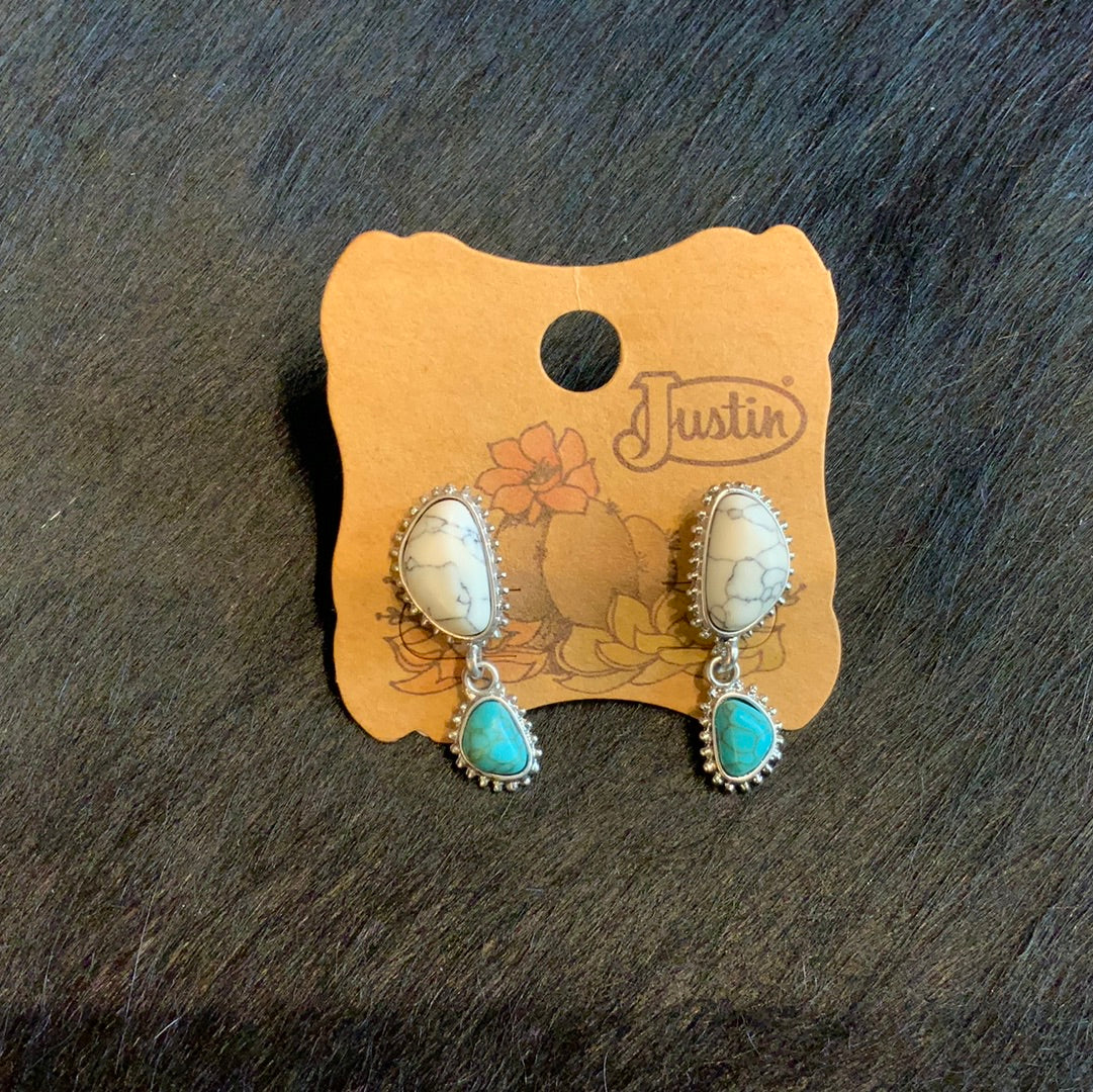 White And Turquoise Earrings