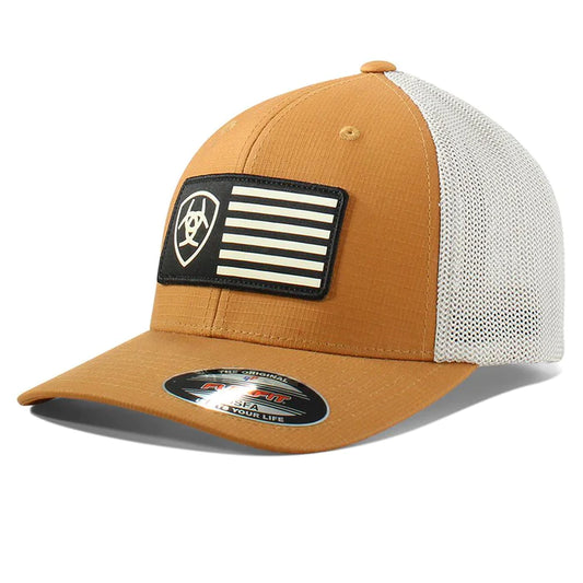 Ariat Flag Logo 6-Panel Tan/White Snapback